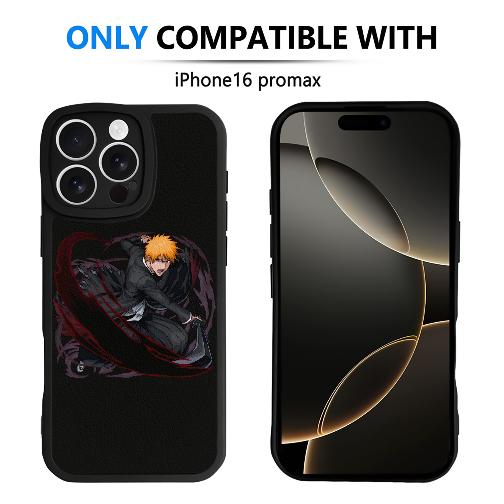ブリーチ 黒崎一護（くろさき いちご）BLEACH Kurosaki Ichigo 【iPhone 16シリーズ対応】シリコンスマホケース（レザー調） 材質：シリコン